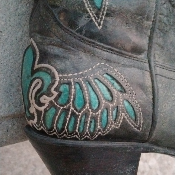 Corral Ladies Boots – Black Turquoise Fleur de Lis – R2337$292.50 size 9.5 - Picture 8 of 16